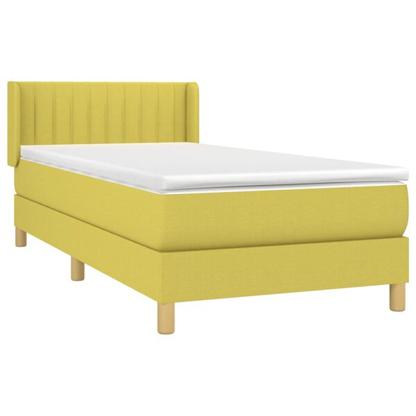 vidaXL Sommier &agrave; lattes de lit avec matelas Vert 100x200 cm Tissu