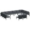 vidaXL Ensemble de canapé de jardin avec coussin 12 pcs Noir Acier