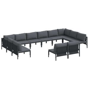 vidaXL Ensemble de canap&eacute; de jardin avec coussin 12 pcs Noir Acier