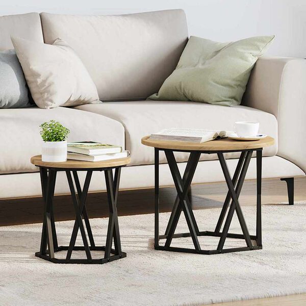 vidaXL Table d'appoint 2 pcs Ch&ecirc;ne artisanal