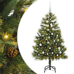 vidaXL Sapin de No&euml;l artificiel avec branches pliables et c&ocirc;nes 150 cm