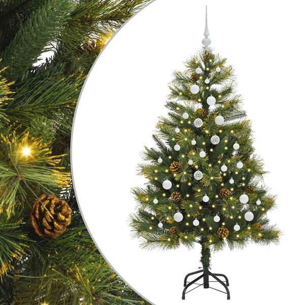 vidaXL Sapin de No&euml;l artificiel avec branches pliables et c&ocirc;nes 150 cm