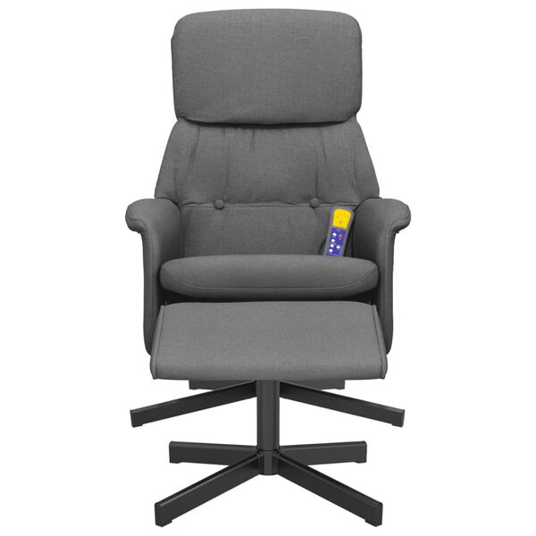 vidaXL Fauteuil de massage inclinable et repose-pieds gris fonc&eacute; tissu