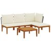 vidaXL 5 pc Bois d'acacia massif et corde Naturel