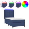 vidaXL Sommier &agrave; lattes de lit matelas et LED Bleu 90x200 cm Tissu
