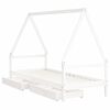 vidaXL Cadre de lit d'enfants tiroirs blanc 90x190 cm bois pin massif