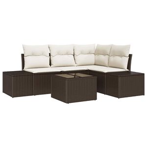 vidaXL Ensemble de canap&eacute; de jardin 5 pcs Marron polyrotin