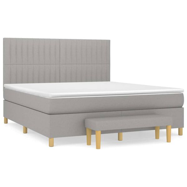 vidaXL Sommier &agrave; lattes de lit avec matelas Gris clair 160x200cm Tissu
