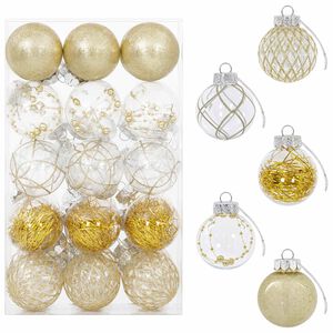 vidaXL Ensemble de boules de No&euml;l 30 pc Dor&eacute; &Oslash; 6 cm PET
