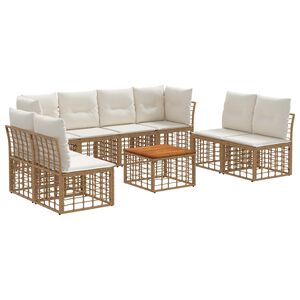 vidaXL Ensemble de canap&eacute;s d'ext&eacute;rieur 9 pc Blanc Naturel et Cr&egrave;me