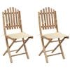 vidaXL Chaises pliantes (lot de 2) avec coussins en bambou