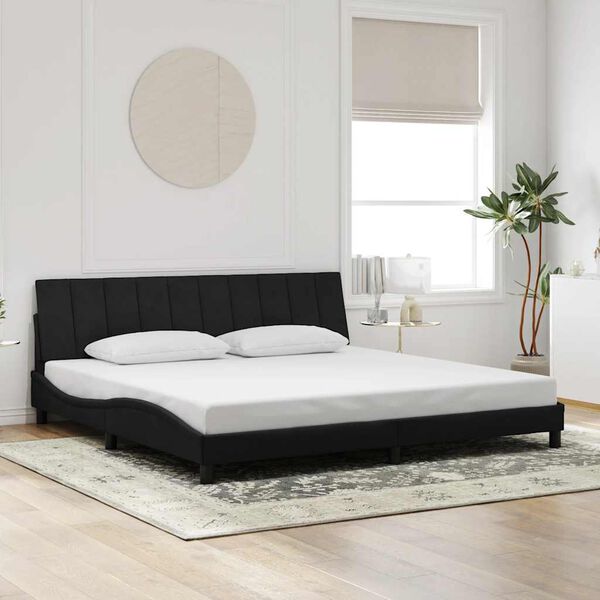 vidaXL Cadre de lit sans matelas Hanko noir 200x200 cm velours