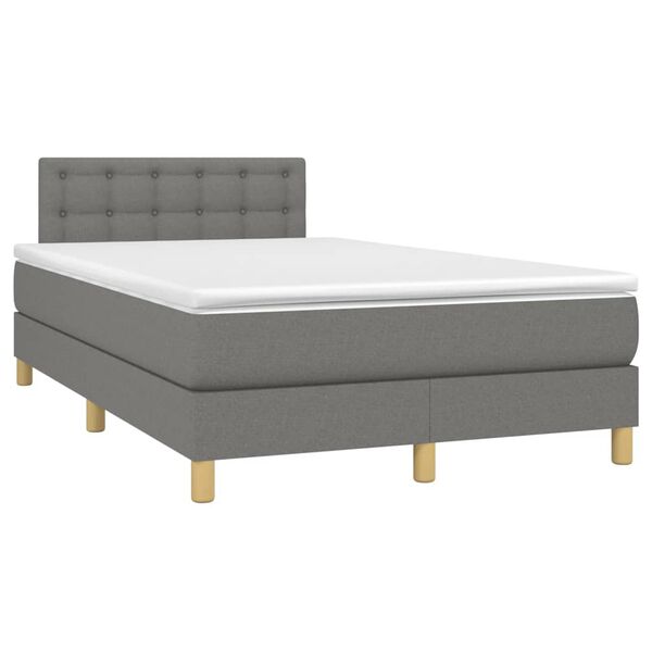 vidaXL Sommier &agrave; lattes de lit et matelas et LED Gris fonc&eacute; 120x200 cm