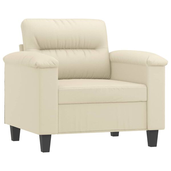 vidaXL Fauteuil avec repose-pied Cr&egrave;me 60 cm Similicuir