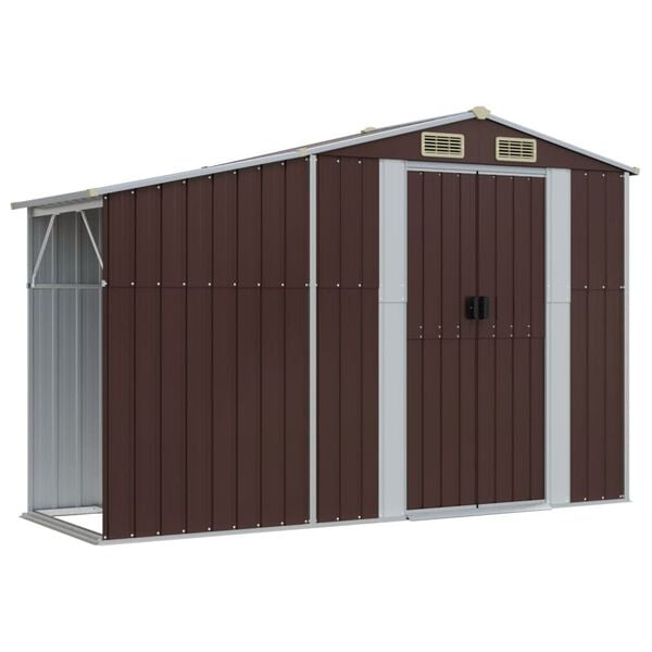 vidaXL Abri de jardin marron 277x93x179 cm acier galvanis&eacute;