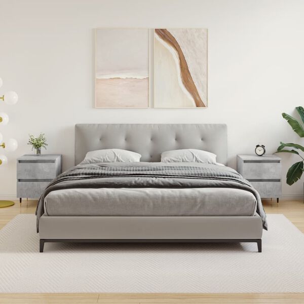 vidaXL Tables de chevet 2 pcs gris b&eacute;ton 40x35x50 cm bois d&rsquo;ing&eacute;nierie