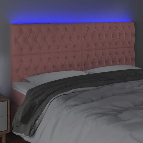 vidaXL T&ecirc;te de lit &agrave; LED Rose 200x7x118/128 cm Velours