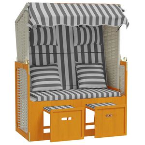 vidaXL Strandkorb avec coussins r&eacute;sine tress&eacute;e bois solide blanc gris
