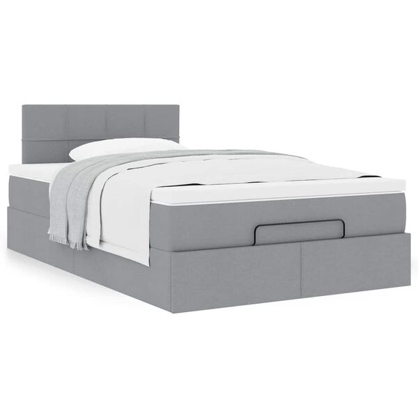 vidaXL Lit ottoman avec matelas gris clair 120x190 cm tissu
