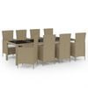 vidaXL Salon de jardin avec coussins 11 pcs R&eacute;sine tress&eacute;e Beige
