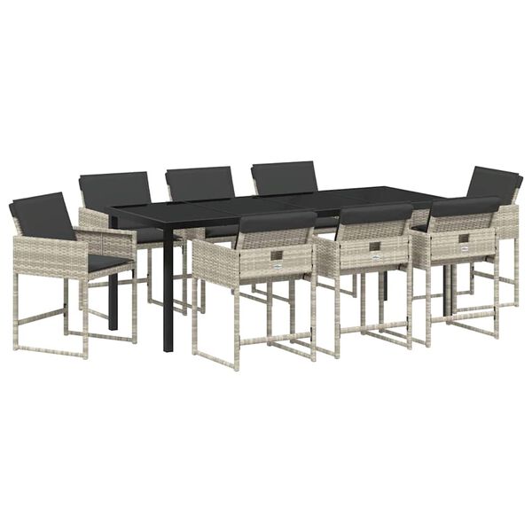 vidaXL Ensemble de salle &agrave; manger pour jardin 9 pcs Gris clair