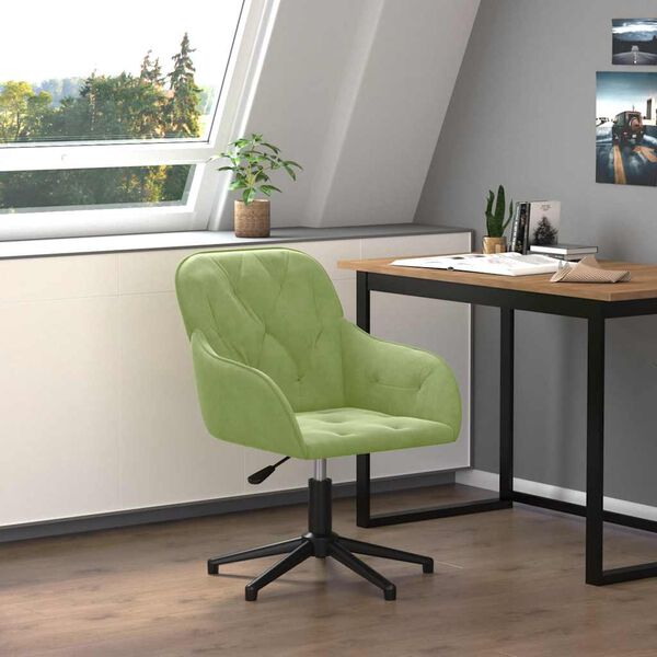 vidaXL Chaise pivotante de bureau Vert clair Velours