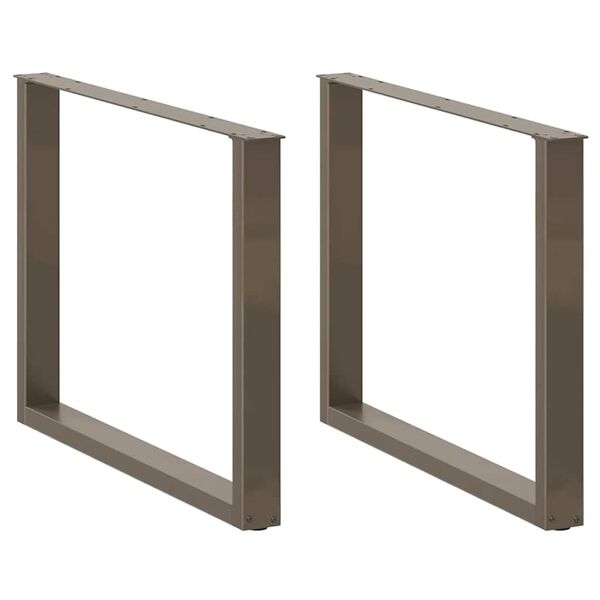 vidaXL Pieds de table &agrave; manger en U 3 pi&egrave;ces Acier naturel 100 x (72-73) cm Acier