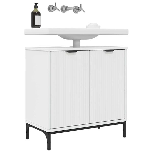 vidaXL Meuble de Lavabo de Salle de Bain avec stockage Blanc brillant