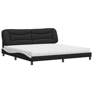 vidaXL Lit avec matelas Hvar noir et blanc 200x200 cm similicuir
