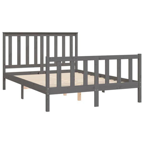 vidaXL Cadre de lit sans matelas gris 140x200 cm bois massif de pin