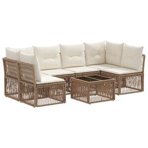 vidaXL Ensemble de canap&eacute; de jardin 7 pc Beige polyrotin