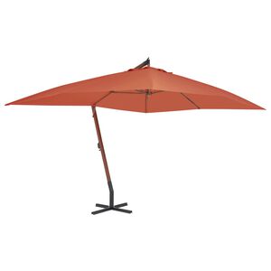 vidaXL Parasol de jardin en porte-&agrave;-faux avec m&acirc;t en bois terre cuite