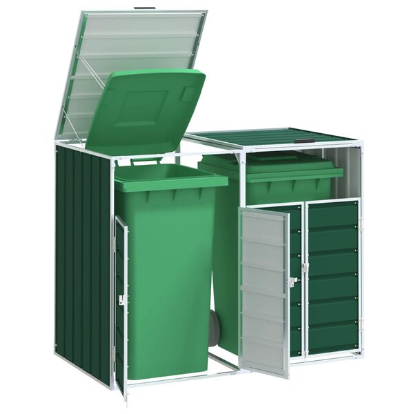 vidaXL Rangement à roulettes pour poubelles pour deux bacs acier