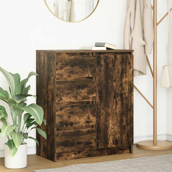 vidaXL Buffet avec tiroirs chêne fumé 71x35x84 cm bois d'ingénierie