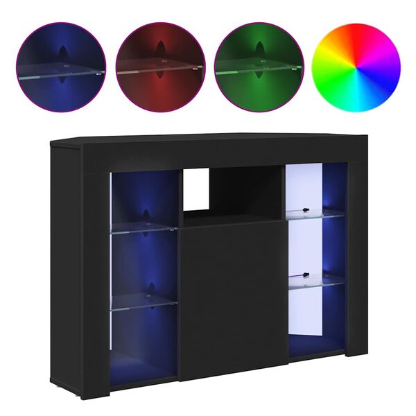 vidaXL Meuble TV LED d'Angle Noir 100x40x68cm Bois d'ing&eacute;nierie