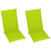vidaXL Chaises de jardin lot de 2 avec coussins vert vif Bois de teck