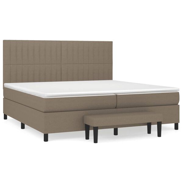 vidaXL Sommier &agrave; lattes de lit avec matelas Taupe 200x200 cm Tissu