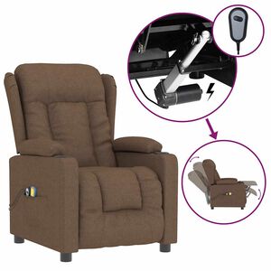 vidaXL Fauteuil &eacute;lectrique de massage Marron Tissu