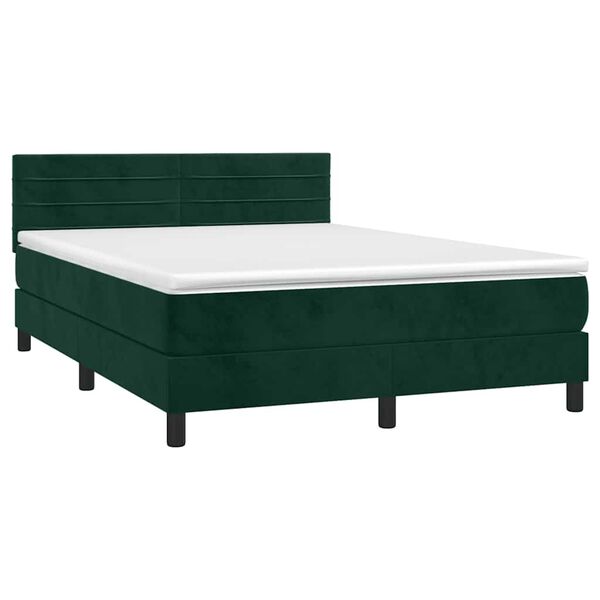 vidaXL Sommier &agrave; lattes de lit avec matelas LED Vert fonc&eacute; 140x200 cm