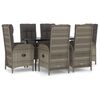 vidaXL Ensemble &agrave; manger jardin et coussins 7 pcs Noir et gris Rotin