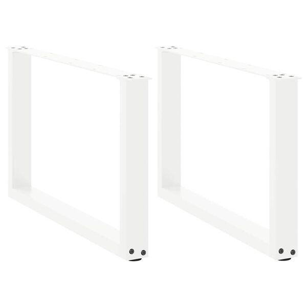 vidaXL Pieds de table basse en U, 2 pi&egrave;ces, blanc, 70 x (42-43) cm, acier