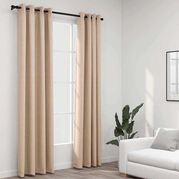 vidaXL Rideaux occultants aspect lin avec &oelig;illets 2pcs beige 140x225cm