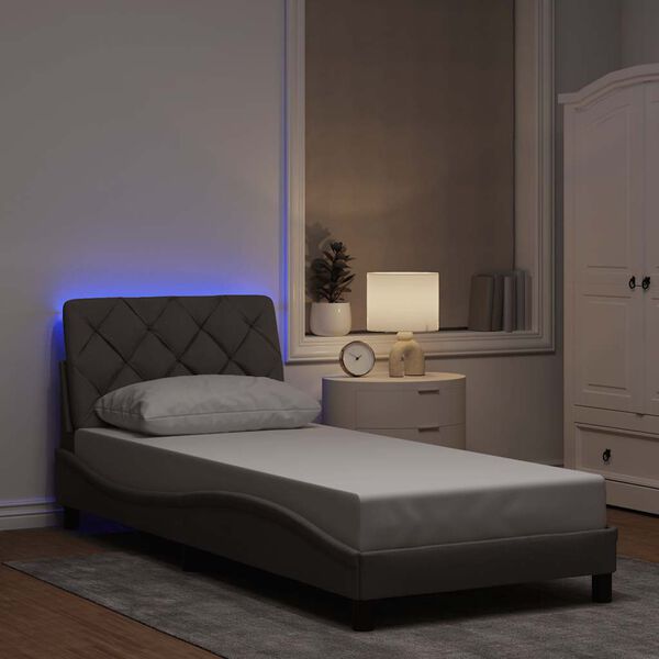 vidaXL Cadre de lit avec LED sans matelas taupe 90x200 cm tissu