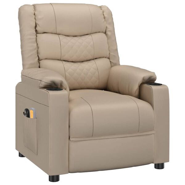 vidaXL Fauteuil de massage &eacute;lectrique Cappuccino Similicuir