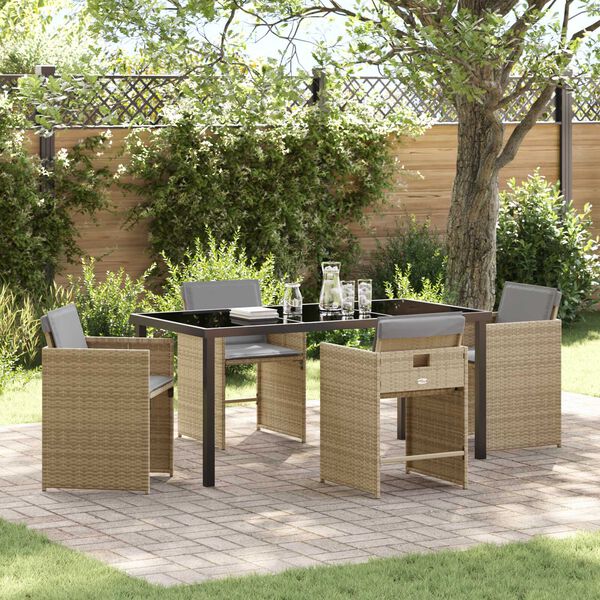 vidaXL Ensemble de salle &agrave; manger pour jardin 5 pcs Beige polyrotin