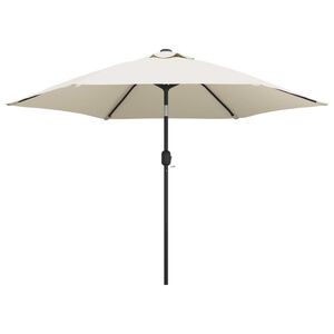 vidaXL Parasol de jardin en porte-&agrave;-faux avec LED 3 m blanc sable