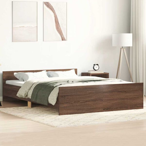 vidaXL Cadre de lit sans matelas ch&ecirc;ne marron 135x190 cm