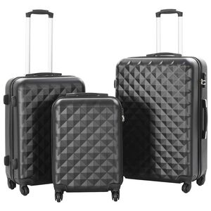 vidaXL Valise rigide 3 pcs Noir ABS