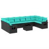 vidaXL Ensemble de canap&eacute; de jardin 11 pcs avec coussins noir r&eacute;sine tress&eacute;e