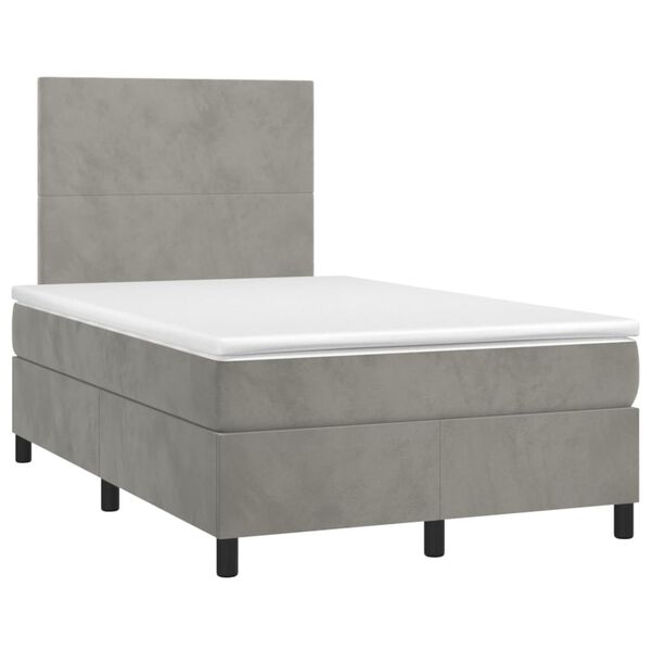 vidaXL Sommier &agrave; lattes de lit et matelas gris clair 120x190cm velours